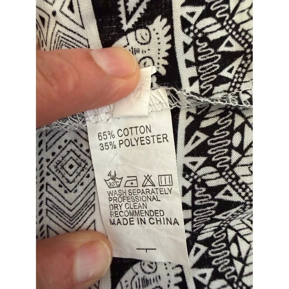 Relipop Womens Kimono Cardigan White Black Giraffe Print Boho‎ Pom Pom Trim M